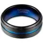 TUSEN JEWELRY Promise Rings 8mm Thin Blue Line Plated Tungsten Ring