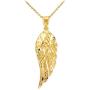 Religious Jewelry by FDJ Textured 14k Yellow Gold Angel Wing Charm Pendant Necklace