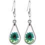 FM FM42 Red Turquoise Pressed Flowers Teardrop Drop Dangle Earrings Pendant Necklace Jewelry Set, 2 Colors