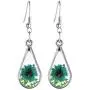 FM FM42 Red Turquoise Pressed Flowers Teardrop Drop Dangle Earrings Pendant Necklace Jewelry Set, 2 Colors