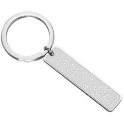 BEKECH ASL Jewelry Gifts I Love You in Braille Engraved Keychain Hand Sign Language Jewelry Gift for Her Him Mommy Daddy Girlfriend Boyfriend Wife Husband Friends BFF Gift