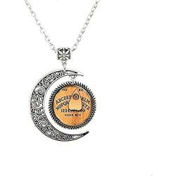 Charm Crescent Moon Monogram Ouija Board Initial Pendant Necklace Personalized Alphabet Glass Dome Jewelry Charm Round Circle