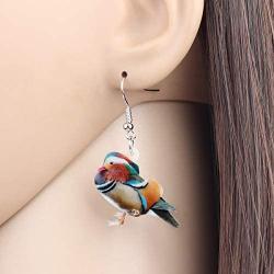 NEWEI Acrylic Sweet Mandarin Duck Bird Earrings Dangle Drop For Women Girl Animal Pet Jewelry Gift Charm