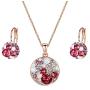 EVEVIC Swarovski Crystals Round Disc Pendant Necklace Earrings for Women 14K Gold Plated Hypoallergenic Jewelry Sets