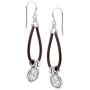Silpada Medallion Drop Earrings in Sterling Silver & Leather