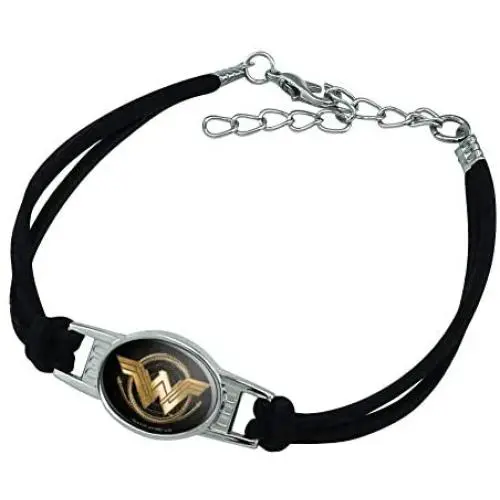 GRAPHICS & MORE Wonder Woman Movie Golden Lasso Logo Novelty Suede Leather Metal Bracelet GRAPHICS & MORE Wonder Woman Movie Golden Lasso Logo Novelty Suede Leather Metal Bracelet