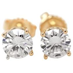 2.0cttw Forever Brilliant Charles and Colvard Moissanite 14K Yellow Gold Stud Earrings