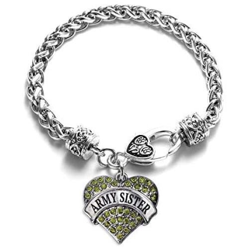 Inspired Silver - Silver Pave Heart Charm Bracelet with Cubic Zirconia Jewelry