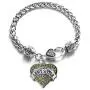 Inspired Silver - Silver Pave Heart Charm Bracelet with Cubic Zirconia Jewelry