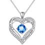 Flyow 925 Sterling Silver Rhodium Plated Cubic Zirconia Forever Love Heart Pendant Necklace for Women Jewelry Birthday Gift