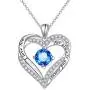 Flyow 925 Sterling Silver Rhodium Plated Cubic Zirconia Forever Love Heart Pendant Necklace for Women Jewelry Birthday Gift