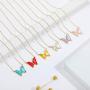 yfstyle 4Pairs / 9Pairs Butterfly Necklace and Butterfly Drop Earrings Set Adjustable Butterfly Rhinestone Necklace Acrylic Butterfly Stud Earrings for Women Girls