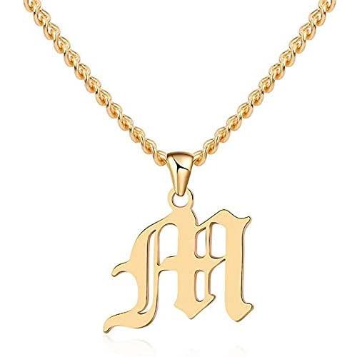 Funcok Personalized 925 Sterling Silver Old English Letter Necklace Custom Made with Any Initial