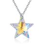 TANGPOET Star Necklace for Women S925 Sterling Silver Crystal Pendant Necklaces Star Jewelry for Teens Girls Mom Daughter