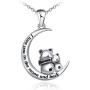 Distance I Love You to The Moon and Back Necklace for Women,925 Sterling Silver Double Bunny Rabbit Panda Necklace Jewelry Gifts for Women Mom Daughter Wife Girls