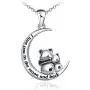 Distance I Love You to The Moon and Back Necklace for Women,925 Sterling Silver Double Bunny Rabbit Panda Necklace Jewelry Gifts for Women Mom Daughter Wife Girls