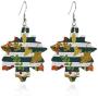 Fall Faux Leather Teardrop Earrings Plaid Pumpkin Sunflower Maple Leaves Acorn Autumn Jewelry Turkey Printed Leather Earrings Thanksgiving Accessory for Women Girl