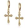 1928 Jewelry Gold-Tone with Crystal Cross Drop Earrings