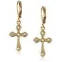 1928 Jewelry Gold-Tone with Crystal Cross Drop Earrings 1928 Jewelry Gold-Tone with Crystal Cross Drop Earrings