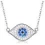 TONGZHE Blue Evil Eye Pendant Necklace in Sterling Silver 925 with Cubic Zirconia CZ and 16''+2'' Cable Chain TONGZHE Blue Evil Eye Pendant Necklace in Sterling Silver 925 with Cubic Zirconia CZ and 16''+2'' Cable Chain