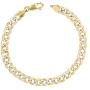 Nuragold 14k Yellow Gold 7mm Cuban Chain Curb Link Diamond Cut Pave Two Tone Bracelet, Mens Womens Lobster Lock 7'' 7.5'' 8'' 8.5'' 9''