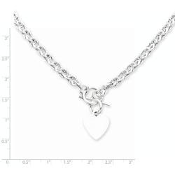 JewelryWeb Italian 925 Sterling Silver Heart Tag Disc Fancy Toggle Necklace - 18 Inch