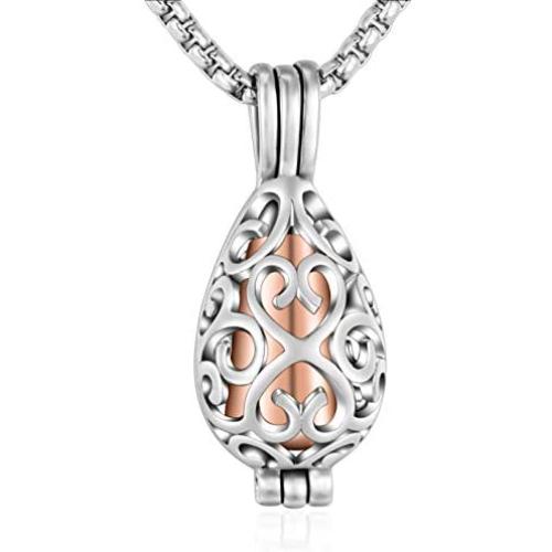 XIUDA Cremation Jewelry Urn Necklace for Ashes with Lotus Flower Urn Pendant Memorial Stainless Steel Ashes Keepsake
