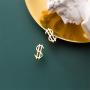 Cute Money Sign Stud Earrings for Women Girls S925 Sterling Silver Minimalist Small US Dollar Symbol Alphabet Punk Tragus Hypoallergenic Piercing Ear Christmas Holiday Souvenir Unique Gifts