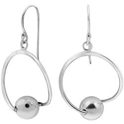 Trendy Orbital Sphere and Hoop .925 Sterling Silver Dangle Earrings