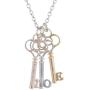 LUX ACCESSORIES Tri Color Tone Key to My Heart Cluster Charm Pendant Necklace