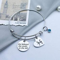 G-Ahora Stainless Steel 12 Zodiac Sign Bracelet with Birthstone Charm Inspiration She Believed She Could Constellation Jewelry