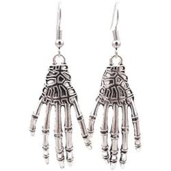 Halloween Earrings for Women Skull Skeleton Bone Dangle Earrings Metal Skeleton Skull Hand Earrings