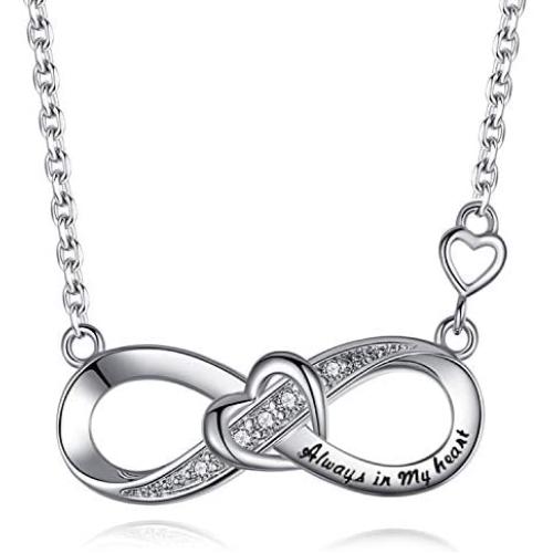 Daughter Gifts from Mom Sterling Silver Infinity Heart Necklace Jewelry for Christmas Birthday Gifts