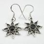 SilverStarJewel 925 Sterling Silver Black Onyx Sun Earrings 1.3'' Women Fashion