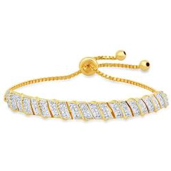 Diamond Accent Bolo Tennis Bracelet in Yellow Gold Over Sterling Silver