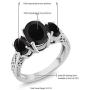 Gem Stone King 925 Sterling Silver Black Onyx 3-Stone Womens Ring (2.41 Cttw Oval, Available 5,6,7,8,9)