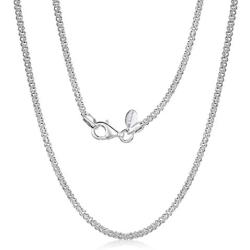 Amberta 925 Sterling Silver 2.5 mm Diamond Cut Popcorn Coreana Chain Necklace 16'' 18'' 20'' 22'' 24'' in