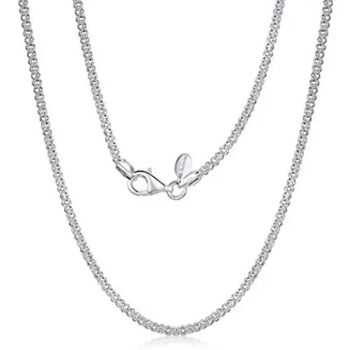 Amberta 925 Sterling Silver 2.5 mm Diamond Cut Popcorn Coreana Chain Necklace 16'' 18'' 20'' 22'' 24'' in Amberta 925 Sterling Silver 2.5 mm Diamond Cut Popcorn Coreana Chain Necklace 16'' 18'' 20'' 22'' 24'' in