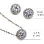A+O Mother of the Bride or Groom Gift - Round Stud Earrings and Necklace Jewelry set in Silver, Yellow Gold, Rose Gold
