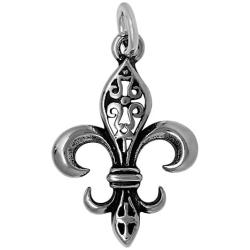 Raposa Elegance Sterling Silver Filigree Fleur De Lis Charm Necklace (16'', 18'' or 20'' Chain)