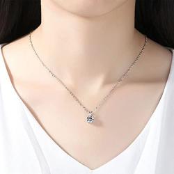 Kebaner 925 Sterling Silver Plated Austrian Crystal CZ Necklace Stud Earrings Cubic Zirconia Jewelry Set