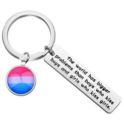 UJIMS Bisexual Pride Gift Rainbow Pride Charm Keychain Bisexual Jewelry for Women Man Bi Pride Key Ring Bisexual Flag Pride Gift