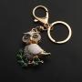 BEKECH Cute Owl on Leaves Charm Crystal Rhinestone Owl Charm Key Chain for Women Girl Handbag Accessories Purse Charm Pendant3