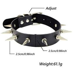 Halawly Queen of Hearts Choker - Black Leather Choker Necklaces Circle Adjustable Collar Necklace for Women