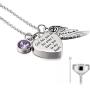 Cat Eye Jewels Memorial Cremation Urn Necklace Keepsake Angel Wing Heart Pendant Ash Holder Necklaces for Ashes for Men Women with Funnel Kit