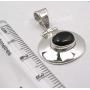 SilverStarJewel Solid Sterling Silver Natural Black Onyx Pendant 1.1'' Jewelery Gift