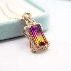 KEETEEN Colorful Life Sterling Silver Necklace with Princess Cut Pendant in Simulated Gemstones