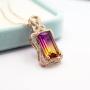 KEETEEN Colorful Life Sterling Silver Necklace with Princess Cut Pendant in Simulated Gemstones