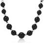 ISAAC WESTMAN 8-12MM Graduated Polished Black Onyx Beaded Necklace | 925 Sterling Silver Beads