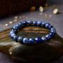 Crystal Agate Blue Sodalite Bracelet| Chakra Reiki Healing Gemstone Bangle Wristlet| Elastic Stretchy Jewelry with Round Crystal Beads for Women Girls Unisex